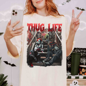 Thug Life Horror Characters Friends Halloween Movie Shirt Sweatshirt Hoodie, Scary Halloween Movie Shirt