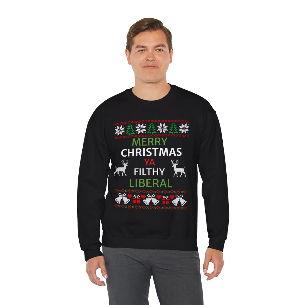 "Merry Christmas Lib" Funny Political Christmas Sweatshirt - Image 3