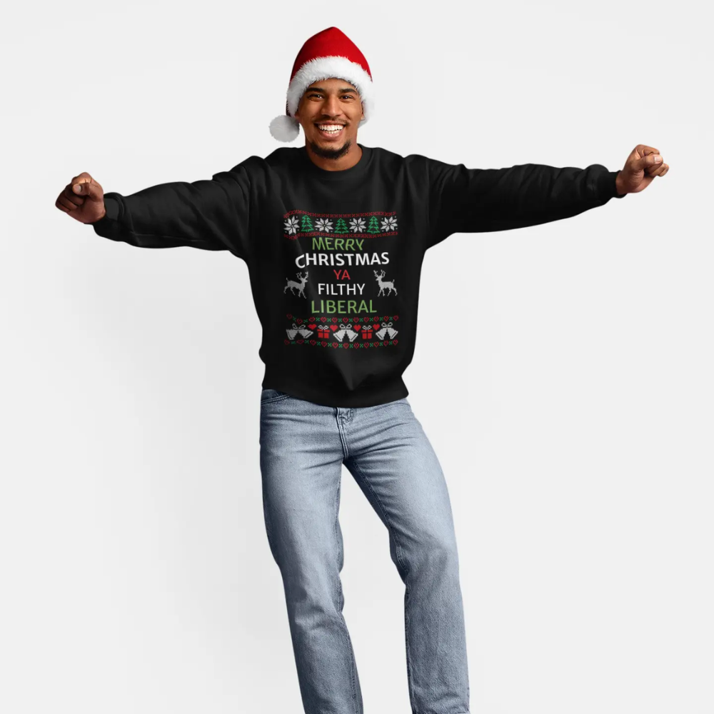 "Merry Christmas Lib" Funny Political Christmas Sweatshirt - Image 2