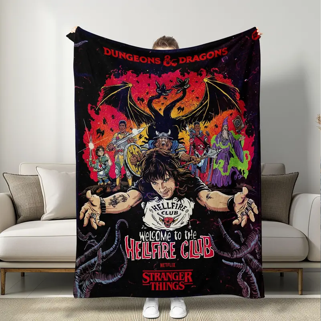 Stranger Hellfire Club Dragon and Dungeon Blanket