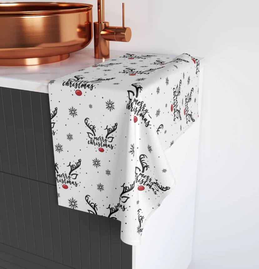 Subtle Reindeer F*ck Trump Christmas Hand Towel - Image 3