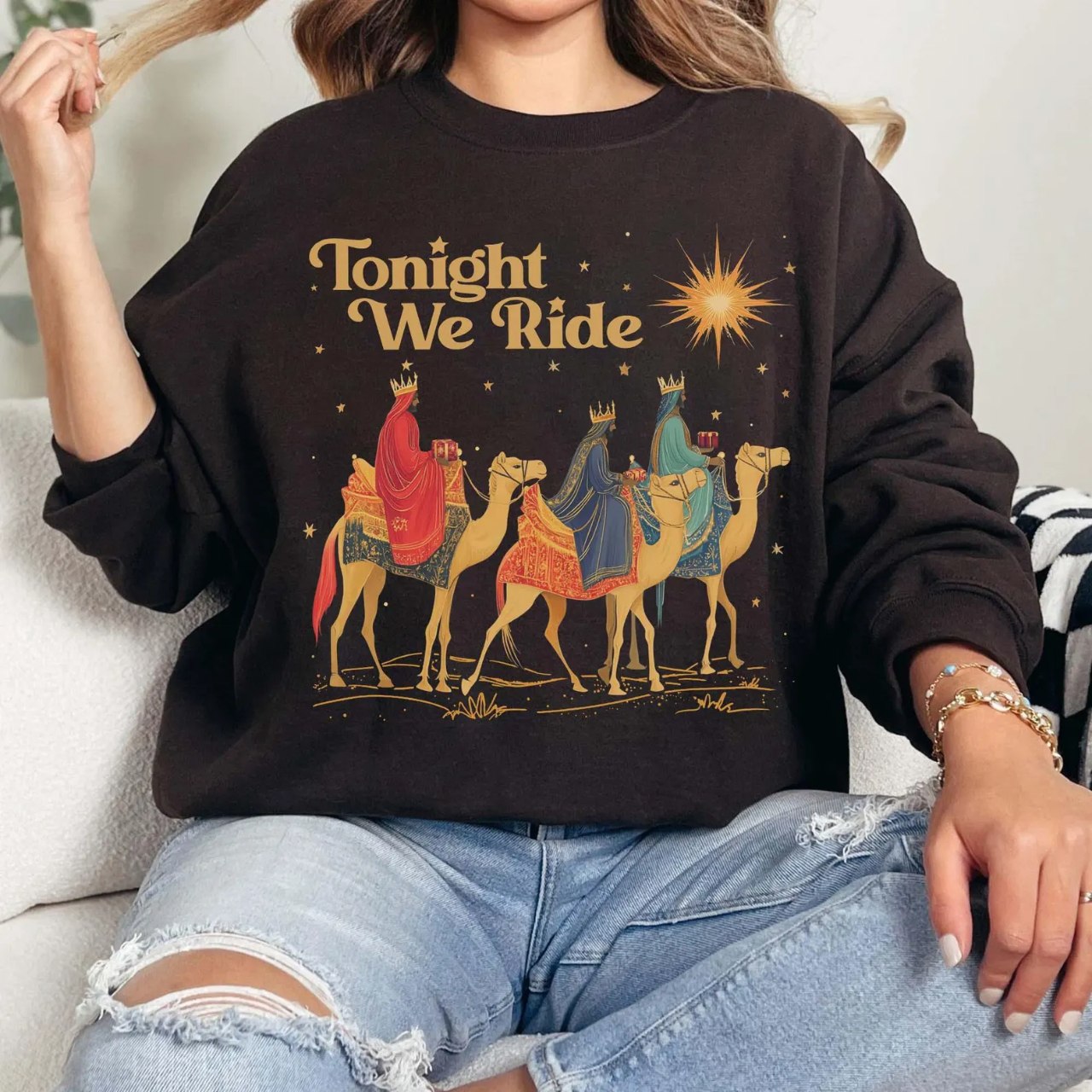 3 Wise Men Tonight We Ride Christmas Shirt - Image 3