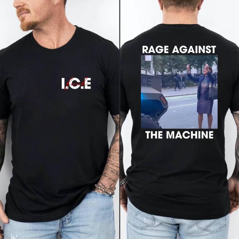 NYC Polka Dot Dress Baddie Rage Against The Machine F*ck ICE 2sided Shirt - Image 3