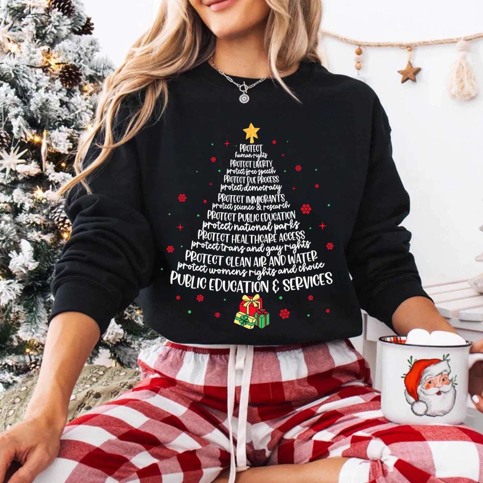 Protect Democracy Christmas Tree Shirt - Image 2